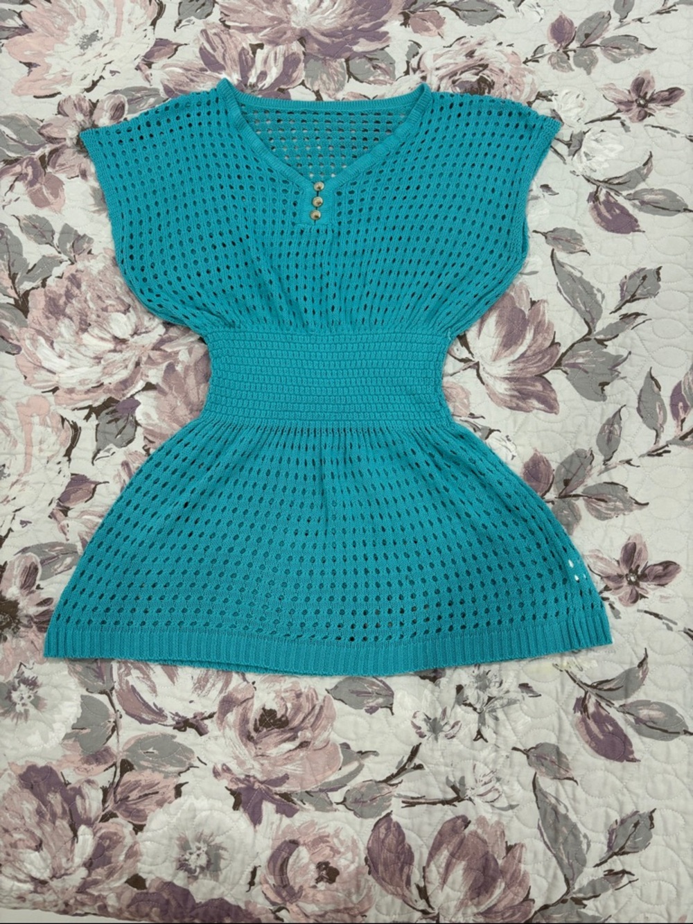 Teal Knit Beach Cover Up
